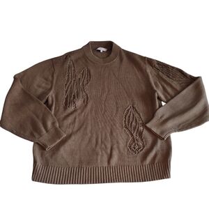 Tibi Large Distressed Crew Neck Sweater